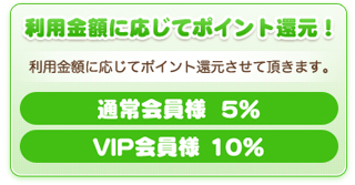 利用金額に応じてポイント還元！